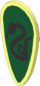 Minifig Shield Ovoid with Silver Snake Pattern