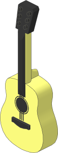 Minifig Acoustic Guitar with Black Fingerboard and Neck and Metallic Silver Strings Pattern