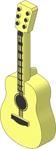 Minifig Acoustic Guitar with Black Tuning Pegs and Metallic Silver Strings Pattern