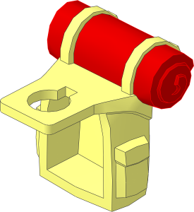 Minifig Backpack with Three Pouches and Red Bedroll Pattern
