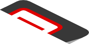 ~Sticker  1.9 x  0.8 with Red "P1" and Grey Triangle on Black Background Right - First Face