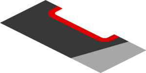~Sticker  1.9 x  0.8 with Red "P1" and Grey Triangle on Black Background Right - Third Face
