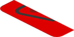 ~Sticker  0.8 x  1.9 with Black Arc on Red Background Right - Sixth Face