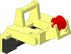 Container Lifting Grab Tool Half with Rubber_Black Grip and Red Wheel