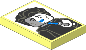 Tile  2 x  3 with Black and White Minifig and Metal Blue Lipstick Sticker