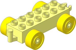 Duplo Car Base  2 x  6 with Yellow Wheels with Fake Bolts