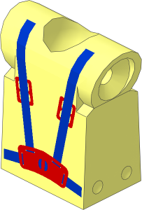 Technic Action Figure Torso with Blue Seatbelt and Red Buckle Pattern