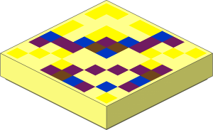 Tile  2 x  2 with Yellow, Dark Azure, Medium Azure, and Blue Squares Pattern