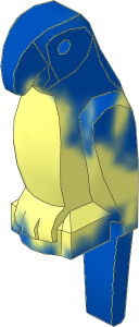 Animal Bird Parrot with Wide Beak and Tail with Marbled Blue Pattern