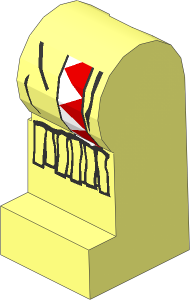 Minifig Leg Left with Red/White Triangles Pattern