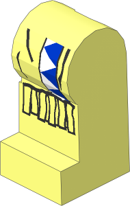 Minifig Leg Left with Blue/White Triangles, Fringe Pattern