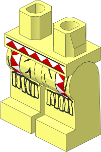 Minifig Hips and Legs with Red/White Triangles, Fringe Pattern