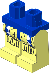 Minifig Hips and Legs with Blue/White Triangles, Fringe Pattern