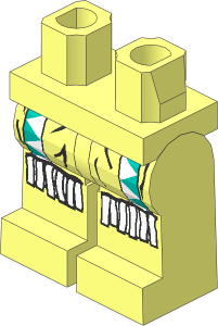 Minifig Hips and Legs with Dark Turquoise/White Triangles, White Fringe Pattern