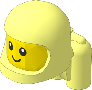 Minifig Baby Head with Space Helmet and Air Tanks and Yellow Face with Eyes and Smile Pattern