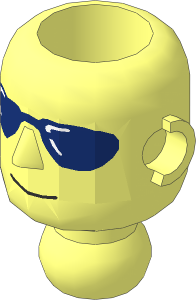 Technic Action Figure Head with Dark Blue Shades Pattern