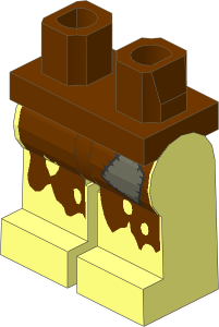 Minifig Hips and Legs with Rags and Patch Pattern