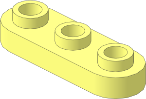 Plate  1 x  3 with Round Ends and  3 Open Studs