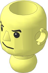 Technic Action Figure Head with Frown and Smirk Pattern