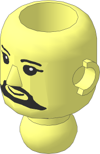 Technic Action Figure Head with Beard Pattern