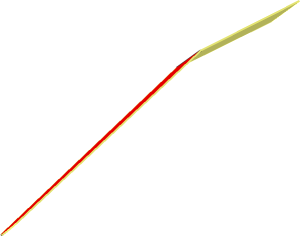 Sticker  0.4 x  3.2 Rounded Triangle with Red Top (Formed for Wedge Right Side)