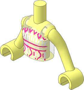 Figure Friends Girl Torso with Arms with Bright Light Orange Halter Top with Magenta and White Pattern
