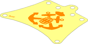 Sail 12 x 10 Trapezoidal with Black Crossed Anchors, Crown and Barrel Pattern
