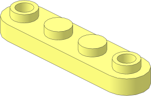 Plate  1 x  4 Round Ends with  2 Open Studs on Ends