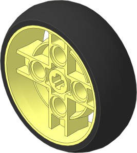 Wheel 14 x 35 with 4 Spokes with Integral Rubber Black Tyre Pattern