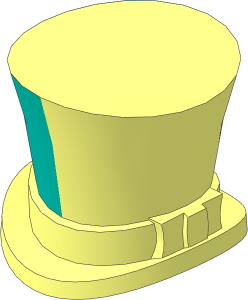 Minifig Hat Cylinder Tapered with Hatband with Half Side Dark Turquoise and Medium Lilac Flower Pattern