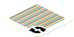 Sticker 1.8 x 1.8 with Bar Code and 2 Arrows Cycle
