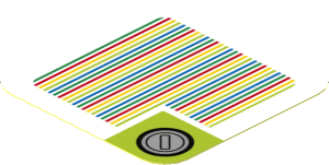 Sticker 1.8 x 1.8 with Bar Code and Red Coin Block, Square Corner