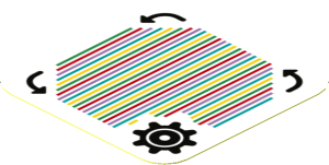 Sticker 1.8 x 1.8 with Bar Code and Customization Time Block, Gear and Curved Arrows, Zigzag Corner