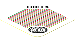 Sticker 1.8 x 1.8 with Bar Code and Coins and 'START'