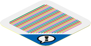 Sticker 1.8 x 1.8 with Bar Code and Blue Toad Speech Bubble with Exclamation Mark
