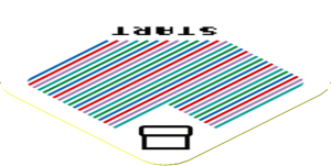 Sticker 1.8 x 1.8 with Bar Code and Pipe and 'START'