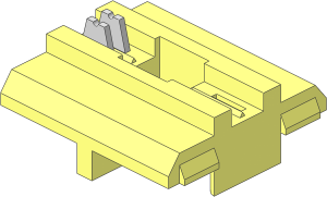 ~Electric Brick  2 x  2 x  0.667 Underside with Bottom Square Hole with Angled Sides with Metal Clamps