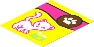 Sticker  2.3 x  1.9 with Paw Print, Cat and Food Bowl