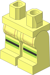 Minifig Hips and Legs with Reflective Stripes and Tan Pocket Outline Pattern