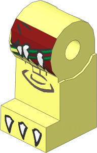 Minifig Leg Right with Dark Red Loincloth, Belt with White Spikes and White Claws Pattern