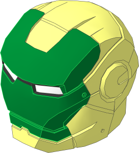 Minifig Helmet Iron Man with Visor with Gold Face, White Eyes Pattern
