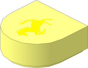 Tile  1 x  1 with Rounded End with Yellow Ferrari Horse Logo Pattern