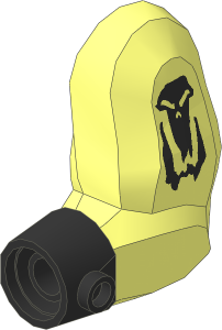 Figure Troll Arm Left with Black Wrist Cuff and Black Skull Tattoo Pattern