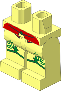 Minifig Hips and Legs with Shirttails, Gold Band and Fleur de Lis Pattern