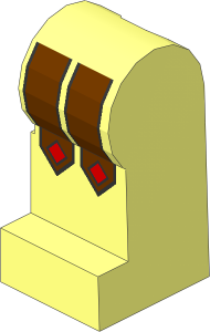 Minifig Leg Left with Leather Straps and Red Diamonds Pattern