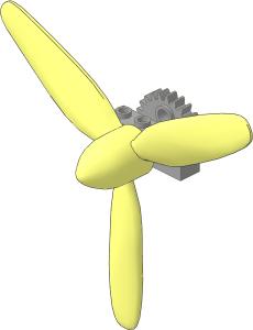 Propeller  3 Blade 15 Diameter with Light Grey Technic Brick and Gear 24t
