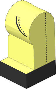 Minifig Leg Left with Black Pocket and Seam Pattern