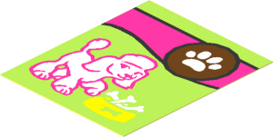 Sticker  2.3 x  1.9 with Paw Print, Dog and Food Bowl
