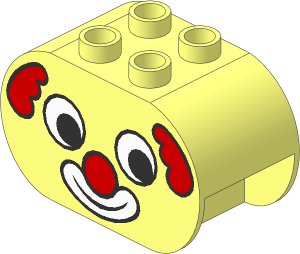 Duplo Brick  2 x  4 x  2 with Rounded Ends with Clown Face Pattern