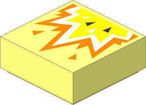 Tile  1 x  1 with Metallic Pink, White, and Yellow Explosion Pattern